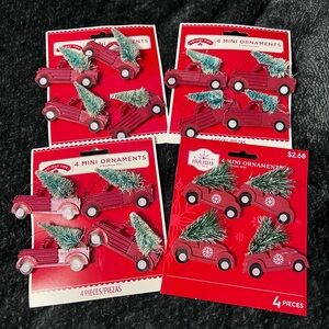 Holiday Time Mini Red Truck Ornaments with Green Trees
